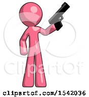 Pink Design Mascot Man Holding Handgun