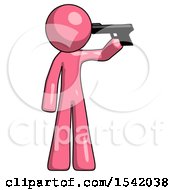 Pink Design Mascot Man Suicide Gun Pose