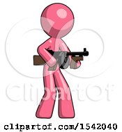 Poster, Art Print Of Pink Design Mascot Man Tommy Gun Gangster Shooting Pose