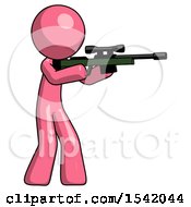 Poster, Art Print Of Pink Design Mascot Man Shooting Sniper Rifle