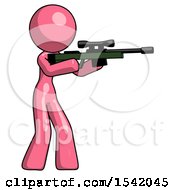 Pink Design Mascot Woman Shooting Sniper Rifle