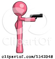 Poster, Art Print Of Pink Design Mascot Man Firing A Handgun