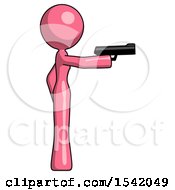 Pink Design Mascot Woman Firing A Handgun