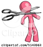 Poster, Art Print Of Pink Design Mascot Man Scissor Beheading Office Worker Execution