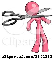 Poster, Art Print Of Pink Design Mascot Woman Scissor Beheading Office Worker Execution