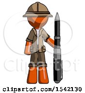 Orange Explorer Ranger Man Holding Large Pen