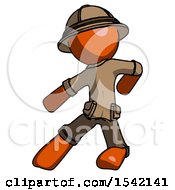 Poster, Art Print Of Orange Explorer Ranger Man Karate Defense Pose Left