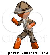 Poster, Art Print Of Orange Explorer Ranger Man Martial Arts Defense Pose Left