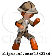 Poster, Art Print Of Orange Explorer Ranger Man Martial Arts Defense Pose Right