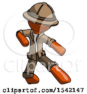 Poster, Art Print Of Orange Explorer Ranger Man Karate Defense Pose Right