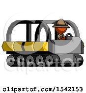 Poster, Art Print Of Orange Explorer Ranger Man Driving Amphibious Tracked Vehicle Side Angle View