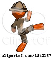 Poster, Art Print Of Orange Explorer Ranger Man Kick Pose