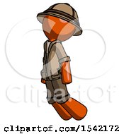Poster, Art Print Of Orange Explorer Ranger Man Floating Through Air Left