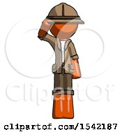 Poster, Art Print Of Orange Explorer Ranger Man Soldier Salute Pose