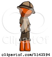Poster, Art Print Of Orange Explorer Ranger Man Thinking Wondering Or Pondering Rear View