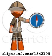 Poster, Art Print Of Orange Explorer Ranger Man Holding A Large Compass