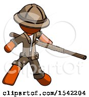 Poster, Art Print Of Orange Explorer Ranger Man Bo Staff Action Hero Kung Fu Pose