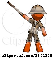 Poster, Art Print Of Orange Explorer Ranger Man Bo Staff Pointing Up Pose