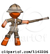 Poster, Art Print Of Orange Explorer Ranger Man Bo Staff Pointing Right Kung Fu Pose