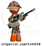Poster, Art Print Of Orange Explorer Ranger Man Holding Sniper Rifle Gun