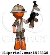 Poster, Art Print Of Orange Explorer Ranger Man Holding Tommygun