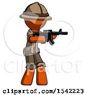 Poster, Art Print Of Orange Explorer Ranger Man Shooting Automatic Assault Weapon