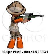 Poster, Art Print Of Orange Explorer Ranger Man Shooting Sniper Rifle