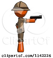Poster, Art Print Of Orange Explorer Ranger Man Firing A Handgun