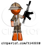 Poster, Art Print Of Orange Explorer Ranger Man Holding Automatic Gun