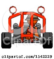 Poster, Art Print Of Orange Explorer Ranger Man Riding Sports Buggy Front View