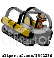 Poster, Art Print Of Orange Explorer Ranger Man Driving Amphibious Tracked Vehicle Top Angle View