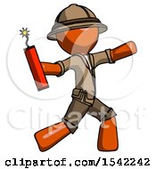 Poster, Art Print Of Orange Explorer Ranger Man Throwing Dynamite