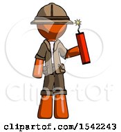 Poster, Art Print Of Orange Explorer Ranger Man Holding Dynamite With Fuse Lit