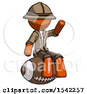 Poster, Art Print Of Orange Explorer Ranger Man Sitting On Giant Football