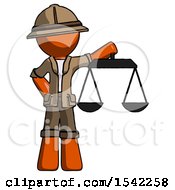 Poster, Art Print Of Orange Explorer Ranger Man Holding Scales Of Justice