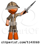 Poster, Art Print Of Orange Explorer Ranger Man Holding Sword In The Air Victoriously