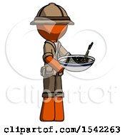 Poster, Art Print Of Orange Explorer Ranger Man Holding Noodles Offering To Viewer