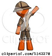 Poster, Art Print Of Orange Explorer Ranger Man Waving Emphatically With Left Arm