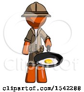 Poster, Art Print Of Orange Explorer Ranger Man Frying Egg In Pan Or Wok
