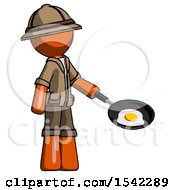 Poster, Art Print Of Orange Explorer Ranger Man Frying Egg In Pan Or Wok Facing Right