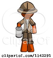 Poster, Art Print Of Orange Explorer Ranger Man Begger Holding Can Begging Or Asking For Charity