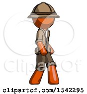 Poster, Art Print Of Orange Explorer Ranger Man Walking Turned Right Front View