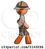 Poster, Art Print Of Orange Explorer Ranger Man Walking Right Side View