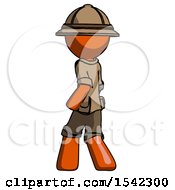 Poster, Art Print Of Orange Explorer Ranger Man Walking Away Direction Left View