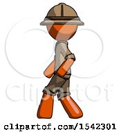 Poster, Art Print Of Orange Explorer Ranger Man Walking Left Side View