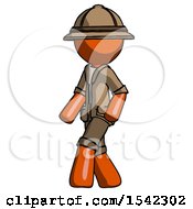 Poster, Art Print Of Orange Explorer Ranger Man Man Walking Turned Left Front View