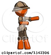 Poster, Art Print Of Orange Explorer Ranger Man Presenting Something To His Left