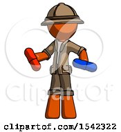 Poster, Art Print Of Orange Explorer Ranger Man Red Pill Or Blue Pill Concept