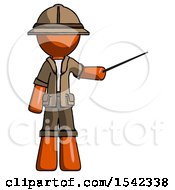 Poster, Art Print Of Orange Explorer Ranger Man Teacher Or Conductor With Stick Or Baton Directing
