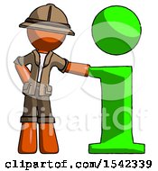 Poster, Art Print Of Orange Explorer Ranger Man With Info Symbol Leaning Up Against It